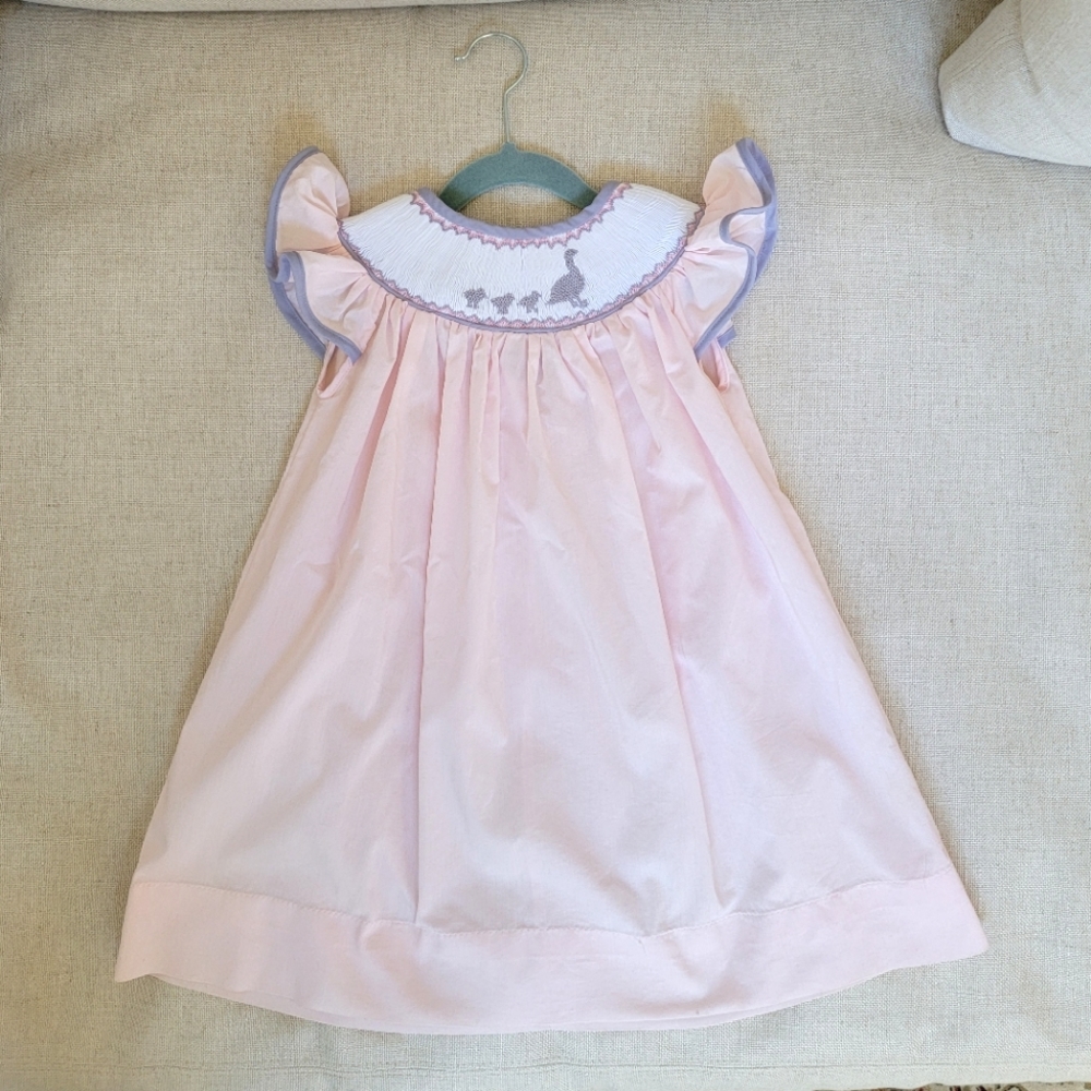 Girls Pink Smocked Dress 18 months Like New